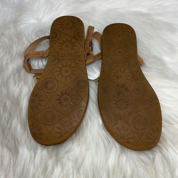 UGG Tan Leather Madonna Thong Sandals Sz 6.5 - Picture 7 of 7